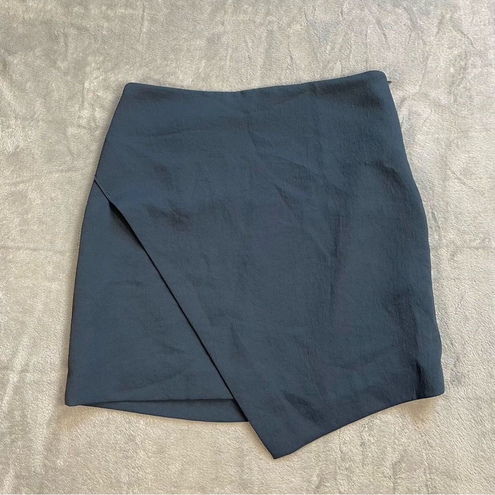 Babaton Aritzia Skirt 2 Asymmetrical Mini Wrap Lined Dusky Blue